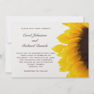Convites para Casamento de Girassol Amarelo