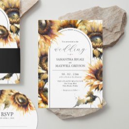 Convites para Casamento de Girassol Amarelo-Amarel