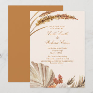 Convites para Casamento de Grass Dourado Elegante