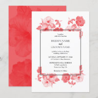 Convites para Casamento de Hibiscus com Aquarela E