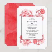 Convites para Casamento de Hibiscus com Aquarela E