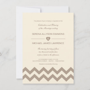 Convites para Casamento de Ivory Cream e Taupe Che