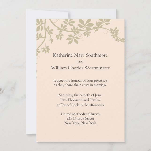 Convites Para Casamento De Ivory E Taupe (Frente)