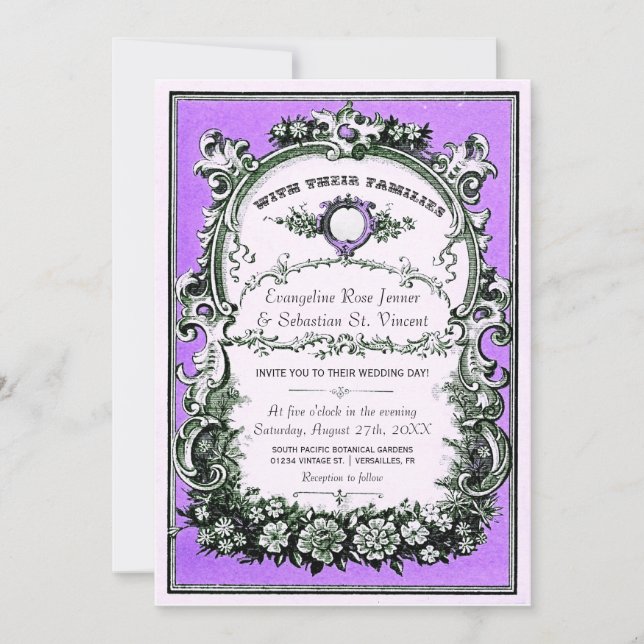 Convites para Casamento de Jardim de Vintage (Frente)