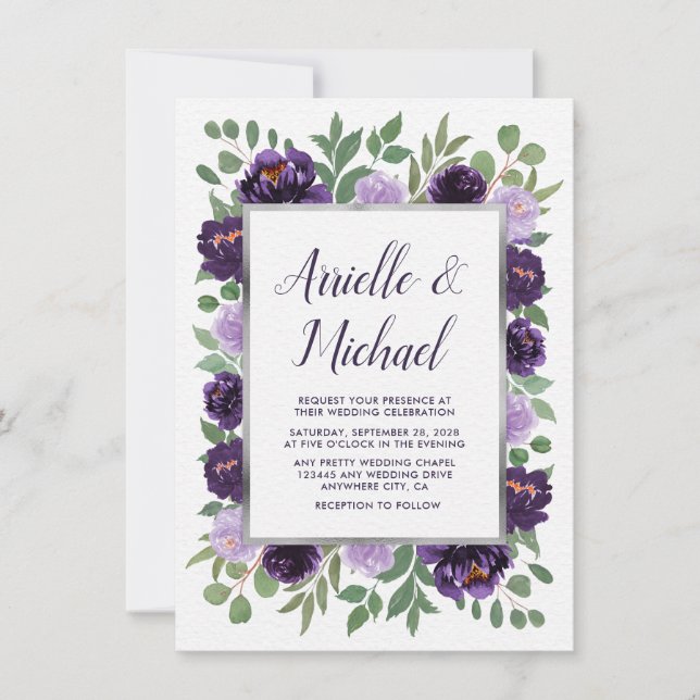 Convites para Casamento de Jardim Verde de Cinzas  (Frente)