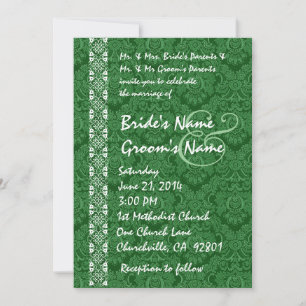 Convites para Casamento de Kelly Green Damask Lace