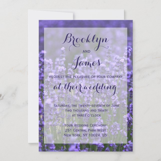 Convites para Casamento de Lavanda Roxo Personaliz (Frente)