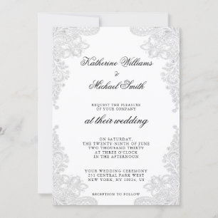 Convites para Casamento de Locais Brancos Elegante
