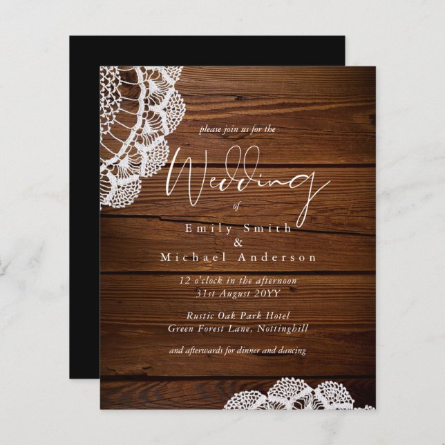 Convites para Casamento de Locais Rústicos de Made (Frente/Verso)