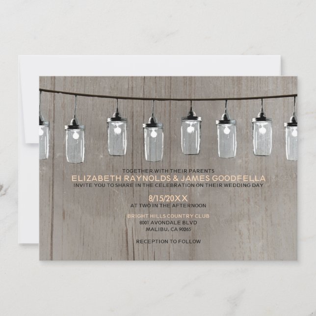 Convites para Casamento de Luzes de Cordas Ocident (Frente)