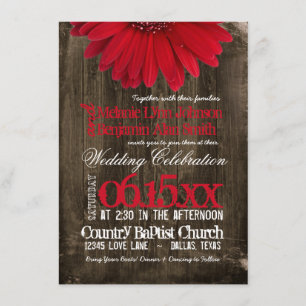 Convites para Casamento de Madeira de Red Daisy Co