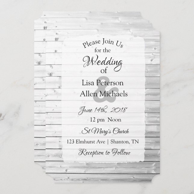 Convites para Casamento de Madeira em Branco (Frente/Verso)