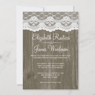 Convites para Casamento de Madeira Marrom Rústica