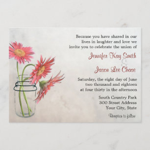Convites para Casamento de Mason Jar Daisies