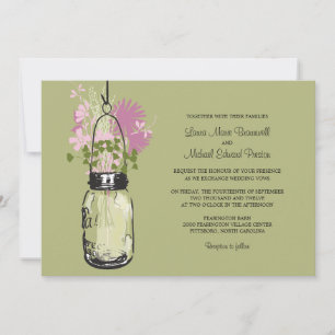 Convites para Casamento de Mason Jar e Wildflower
