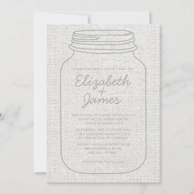 Convites para Casamento de Mason Jar, Ruptura Bran (Frente)