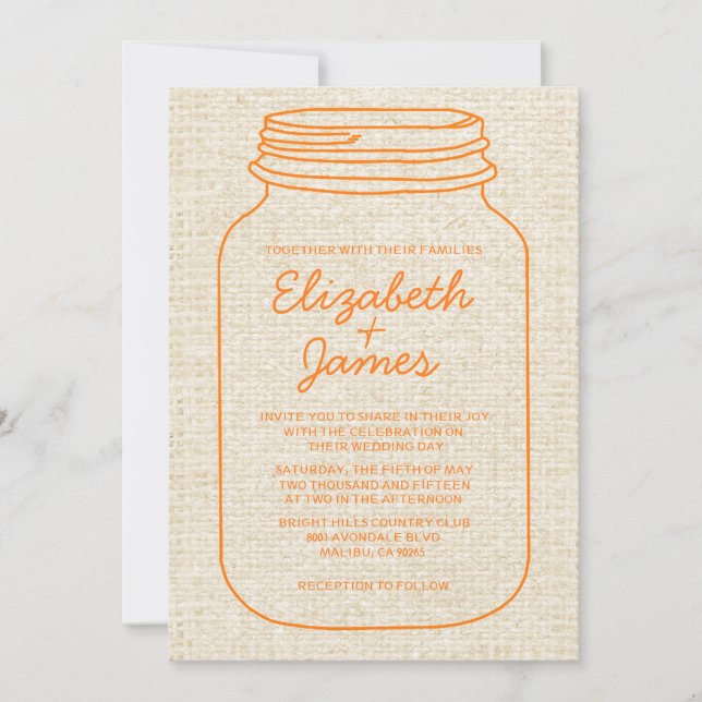 Convites para Casamento de Mason Jar, Ruptura Lara (Frente)