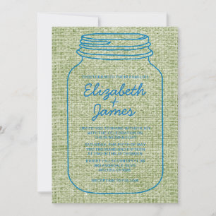 Convites para Casamento de Mason Jar Russo Azul e