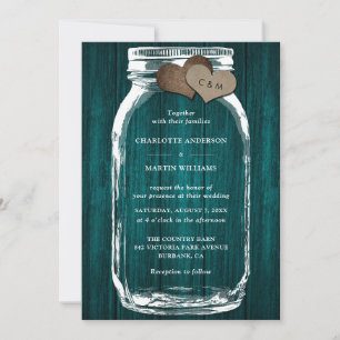 Convites Para Casamento De Mason Jar, Rústico
