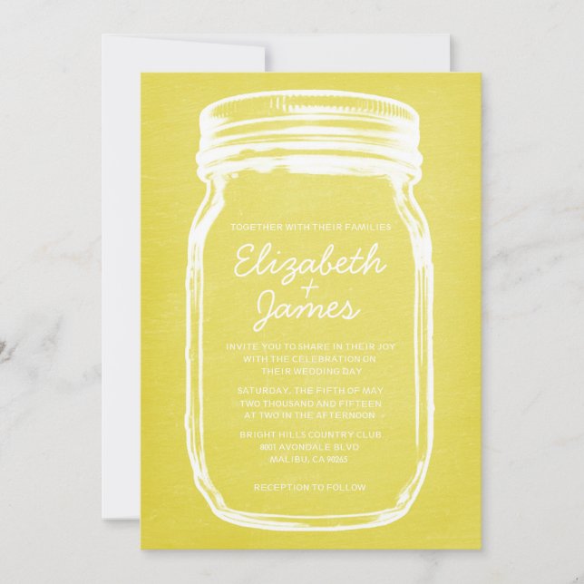 Convites para Casamento de Mason Jar Vintage Amare (Frente)