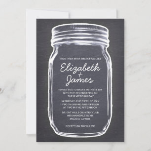 Convites para Casamento de Mason Jar, Vintage Bran