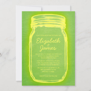 Convites para Casamento de Mason Jar, Vintage Verd