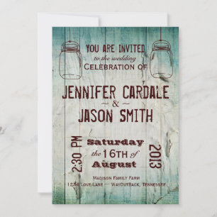 Convites para Casamento de Mason Jars Barn Wood Co