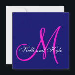 Convites para Casamento de Monograma Azul Rosa<br><div class="desc">Convites personalizados de casamento azul e cor-de-rosa com marinho com Monograma e Nomes. Design por Elke Clarke ©. Centenas de noivas satisfeitas usaram esse design único para criar seus convites personalizados de casamento com suas opções de cores e informações pessoais. Este design é PERFEITO para noivas que querem que seus...</div>