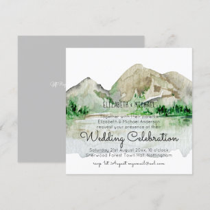 Convites para Casamento de Mountain Lake Watercolo