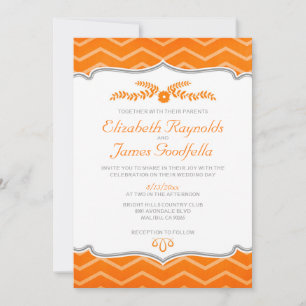 Convites para Casamento de Orange Zigzag