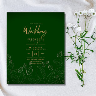 Convites para Casamento de Orçamento Dourado Verde