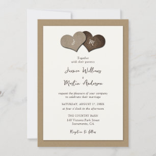 Convites para Casamento de Papel Rustic Ivory Kraf