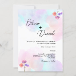 Convites para Casamento de Pastel Rosa e Azul