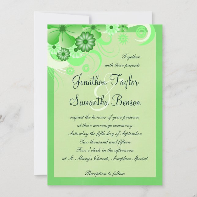 Convites para Casamento de Pastel Verde Claro, 5x7 (Frente)
