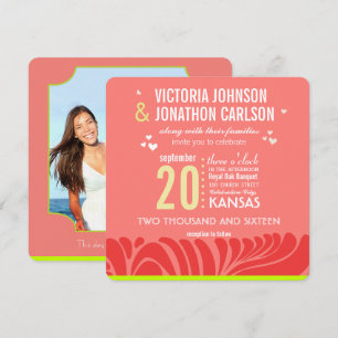 Convites para Casamento de Peach, Limão e Arte Be