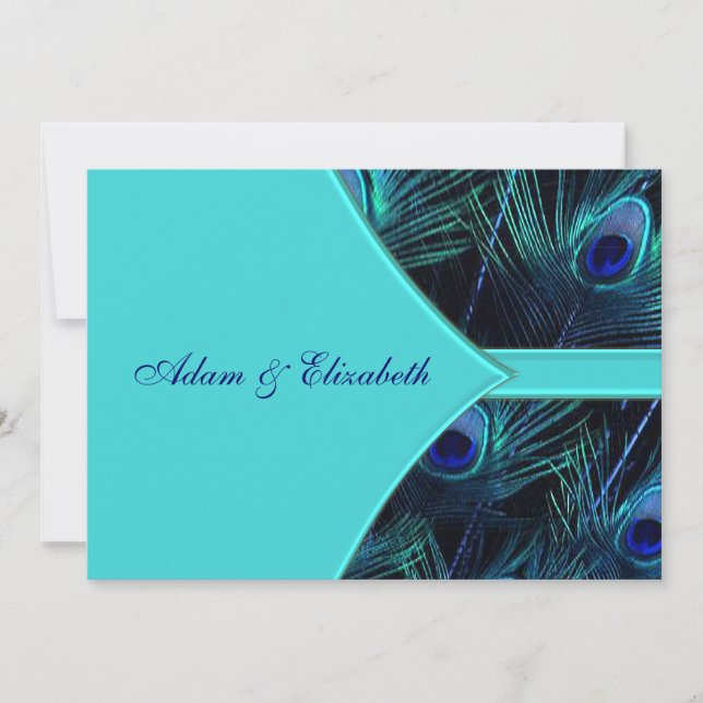 Convites para Casamento de Peacock Blue-Teal (Frente)