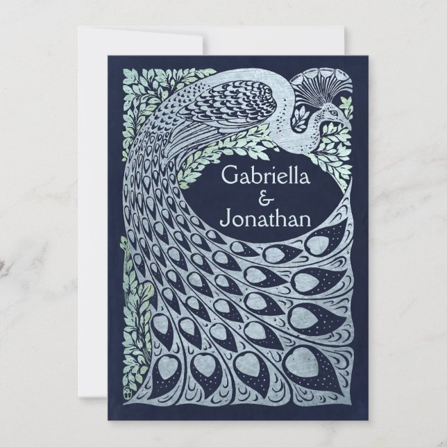 Convites para Casamento de Peacock Vintage (Frente)