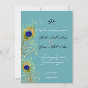 Convites para Casamento de Penas Azuis Azuis-de-Pa