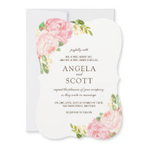 Convites para Casamento de Penas Rosa Romântica