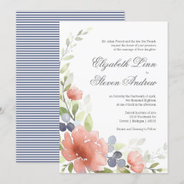 Convites para Casamento de Peônias de Aquarela