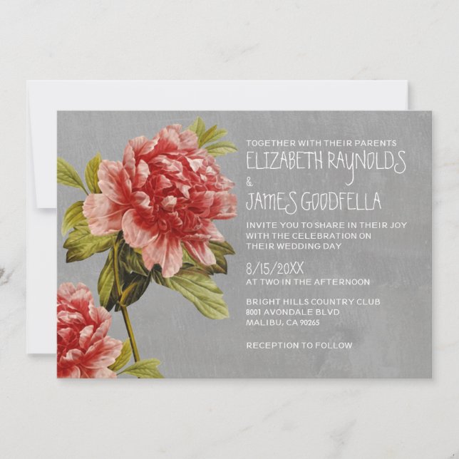 Convites para Casamento de Peony (Frente)