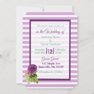 Convites para Casamento de Petunias com Striping R