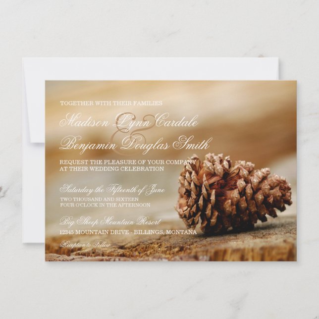 Convites para Casamento de Pine de Prata Rustic Co (Frente)