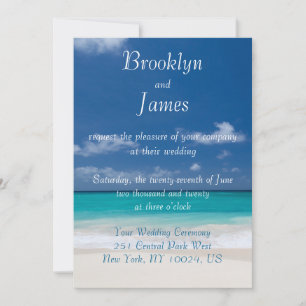Convites para Casamento de Praia Azul de Monograma