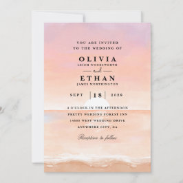 convites para casamento de praia cor-de-rosa