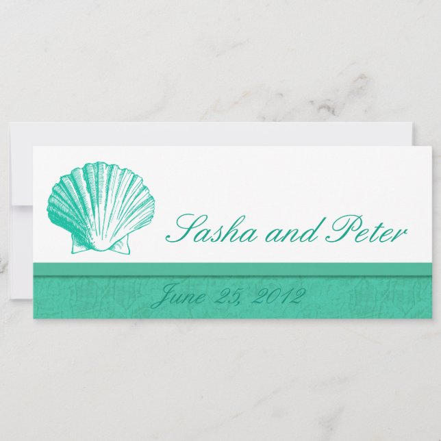 Convites para Casamento de Praia Dark de Aqua Shel (Frente)