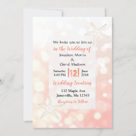 Convites para Casamento de Praia de Coral Starfish