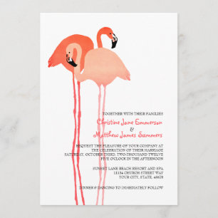 Convites para Casamento de Praia de Flamingos Rosa