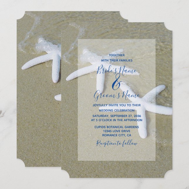 Convites para Casamento de Praia de Starfish (Frente/Verso)