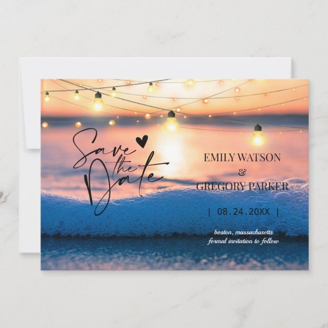 Convites para Casamento de Praia no Oceano Azul de (Frente)